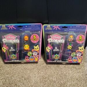Disney Doorables Neon Glow Peek Series Set Of Two 5 Pack Figures
